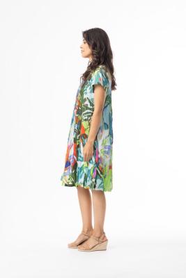 Leaves Blue Easy Fit Print Dress