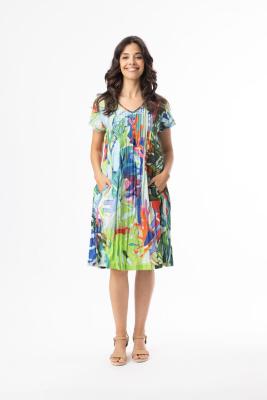 Leaves Blue Easy Fit Print Dress