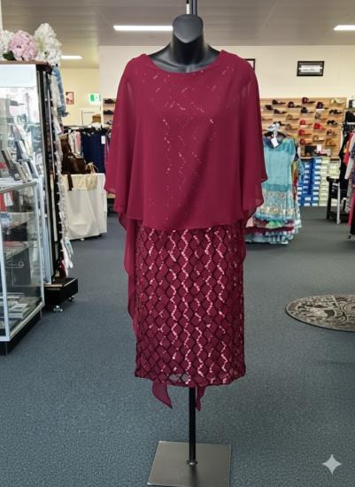 Maroon Cape Dress