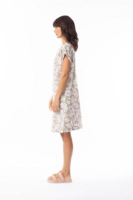 Sand Print Cap Sleeve Shift Dress