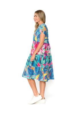Thalia Bright Leaves Tiered Dress