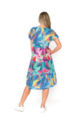 Thalia Bright Leaves Tiered Dress