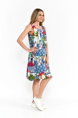 Greek Island Blue Sleeveless Dress