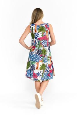 Greek Island Blue Sleeveless Dress