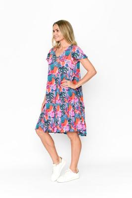 Kimberly Crayon 2 Print V Neck Dress