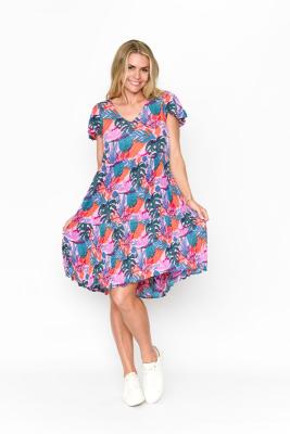 Kimberly Crayon 2 Print V Neck Dress