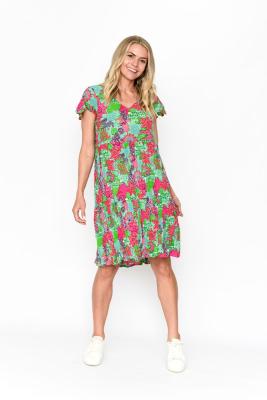 Kimberly Floral Collage Print 1 V Neck Dress