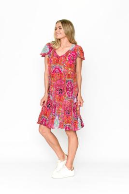 Kimberly Persian 1 Print V Neck Dress