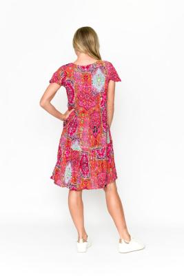 Kimberly Persian 1 Print V Neck Dress