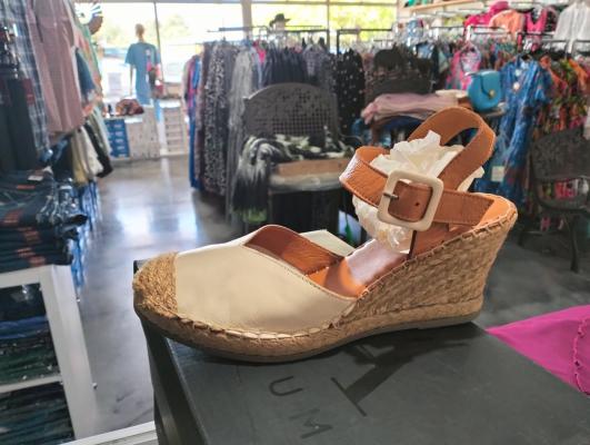 Ezra Beige/Tan Wedge Shoe