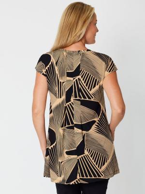 Black and Camel Swing Jersey Top