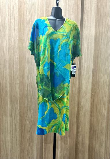 Green Abstract Overlay Dress