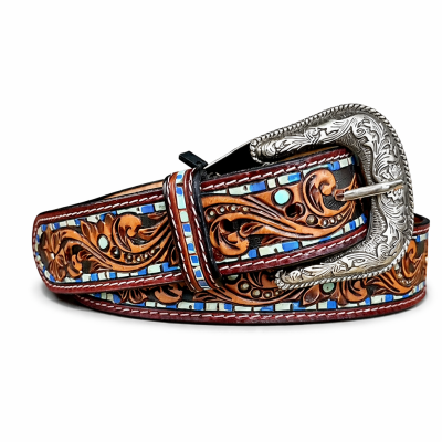 Blue Carved Belt