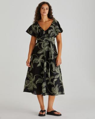 Rosita Ruffle Black Maxi Dress