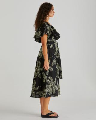 Rosita Ruffle Black Maxi Dress