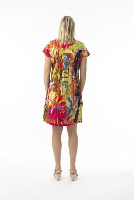 Leaves Red Easy Fit Cotton Dress