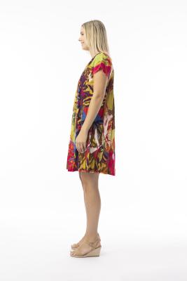 Leaves Red Easy Fit Cotton Dress