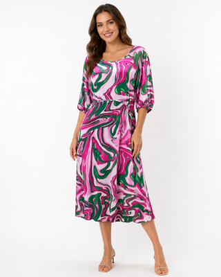 Petites Mid Sleeve Dress