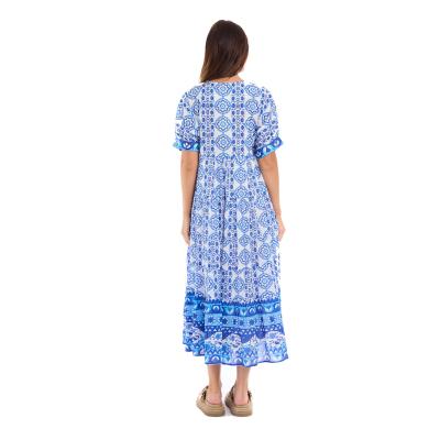 Maalti Print Blue Maxi Dress