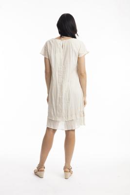 Sand Gauze Frill Hem Dress