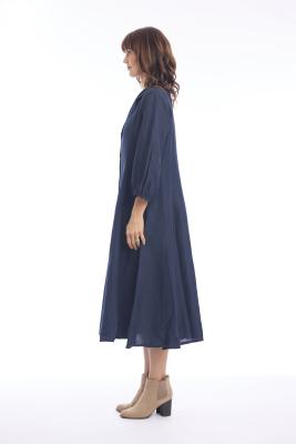 Navy Linen Collar Dress