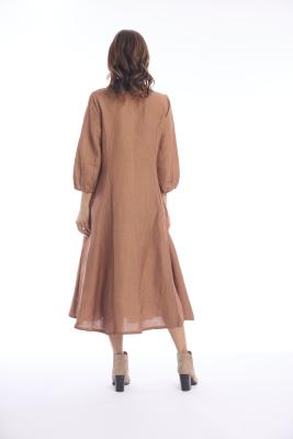 Pumpkin Spice Linen Collar Dress
