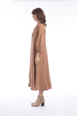 Pumpkin Spice Linen Collar Dress