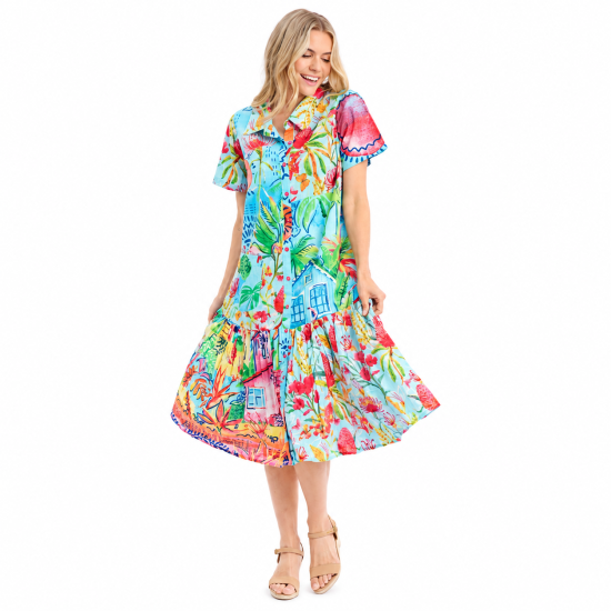 La Mala Print Patch Long Dress