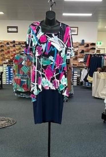 Multi Navy Overlay Dress