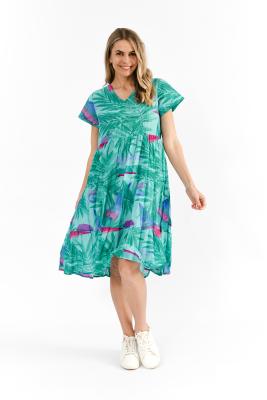 Thalia Rainbow Beach Aqua Tiered Dress