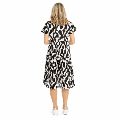 Thalia Bold Art Black Tiered Dress