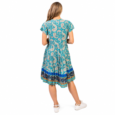 Leela Paidley 1 V Neck Mini Dress