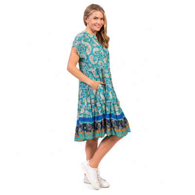 Leela Paidley 1 V Neck Mini Dress