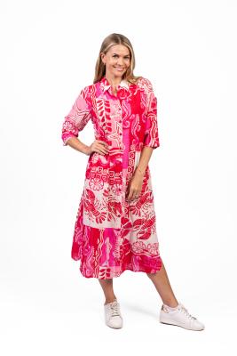 Sofia Mono Sea Red Shirt Dress