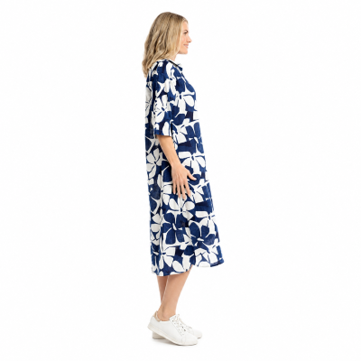 Sofia Cutout Flowers Navy Shirt Dress