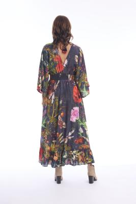 Maguana Print V Neck Maxi Dress