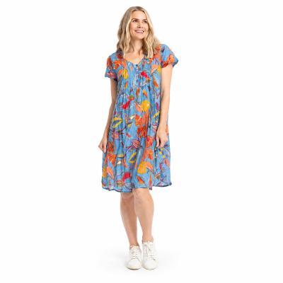 Nicola Tropical Foliage Denim Dress