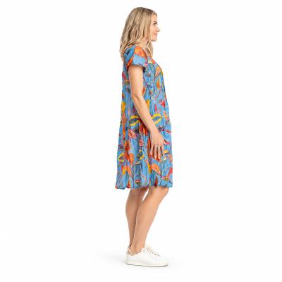 Nicola Tropical Foliage Denim Dress