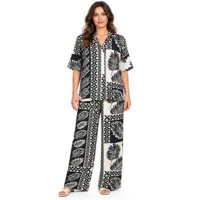 Indigo and White Soft Print  Pants