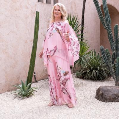 Blush Tropics Printed Pisa Silk Pants