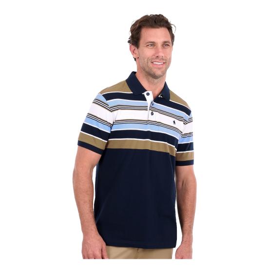 Phillip Navy/Tan Men's Short Sleeve Polo