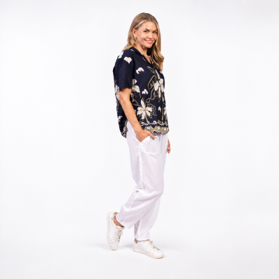 Sea Side Navy Collar Shirt