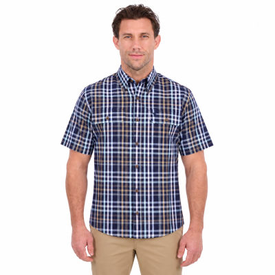 Finley Navy/Light Blue Men's Two Pocket Short Sleeve Shirt