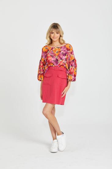 Yasmin Bubble Sleeve Berry Floral Top