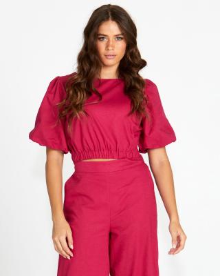 Sass Marnie Berry Balloon Sleeve Top