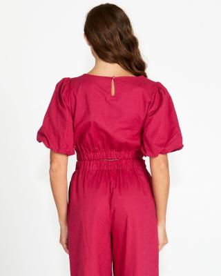 Sass Marnie Berry Balloon Sleeve Top