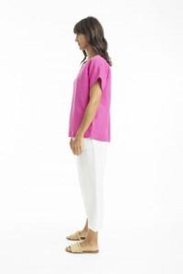 Linen Boxy Pink Top