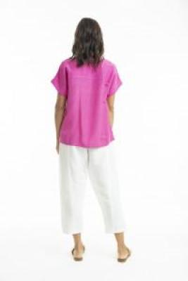 Linen Boxy Pink Top