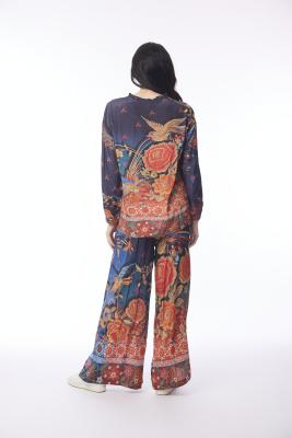 Digital Button Through Embroidery Top