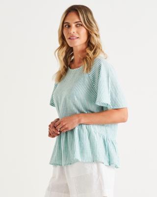 Cassandra Teal Stripe Top